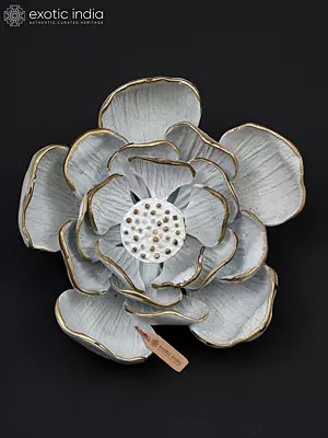 8" White & Gold Lotus Flower | Wall Decor