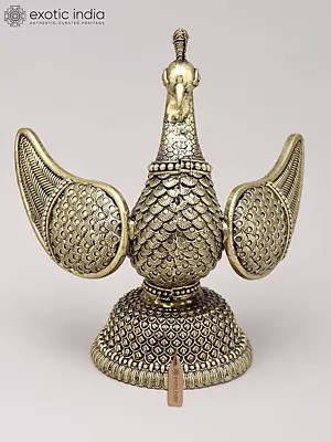 6" Small Superfine Decorative Peacock with Open Wings | Table Decor | Brass Statue