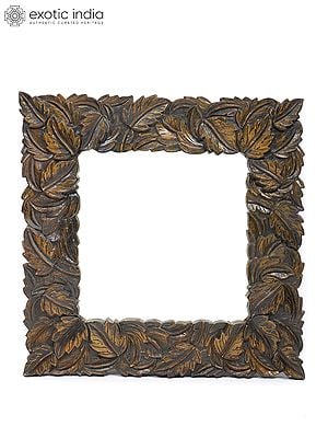 40" Leaves Design Square Shaped Mirror | Wall Hanging