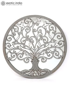 42" Round Shaped Tree of Life with Mirror Design | Home Decor