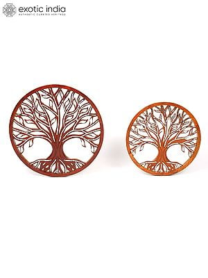 30" Pair of Round Shaped Designer Tree of Life with Mirror Work | Set of 2 | Home Decor | Wall Hanging