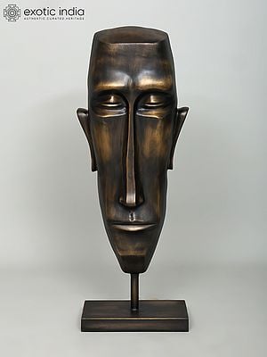 36" Large Brass Man Head | Modern Art Sculpture