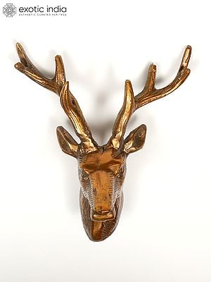 9" Decorative Brass Reindeer Statue | Wall Hanging | Home Decor