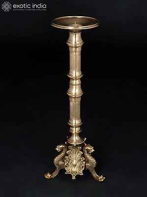 19" Griffin Design Candle Stand in Brass