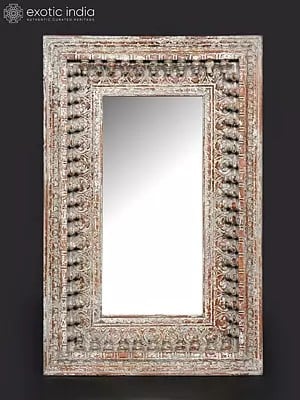 36" Large Wood Framed Vintage Mirror | Wall Hanging | Home Decor