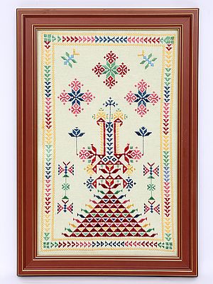 16" Framed Hand Embroidery Work | Wall Hanging