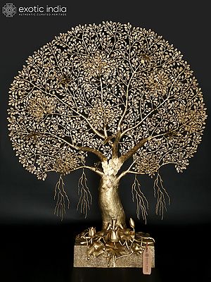 82" Huge Brass Tree of Life with Birds