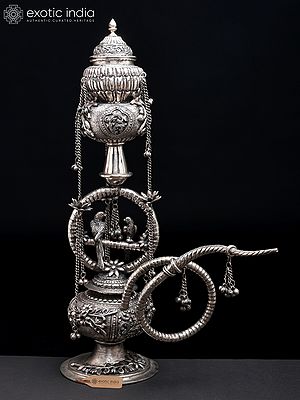 21" Designer Hookah with Silver Finish | Home Decor