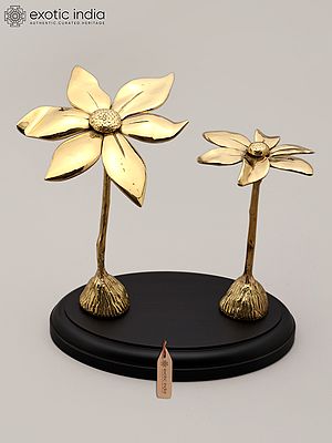 10" Golden Flower Duo Brass Showpiece