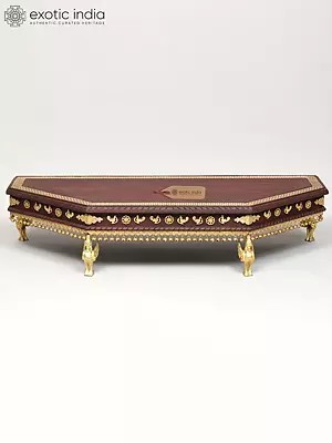 41" Large Hexagonal Pedestal with Swan Legs - Wood and Brass