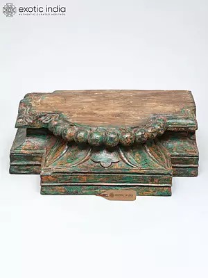 15" Vintage Design Wooden Chowki (Pedestal)