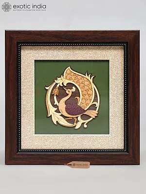 8" Beautiful Peacock | Wall Hanging Wood Frame