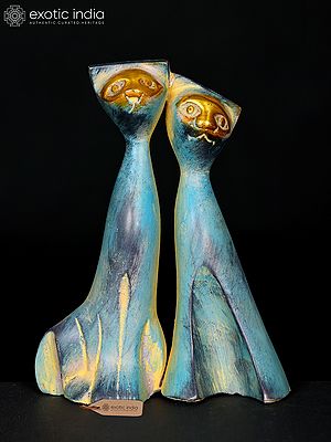 5" Decorative Cat Pair | Brass Statue | Home Decor