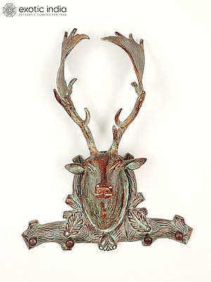 22" Wall Hanging Deer Head with Hooks | Home Decor