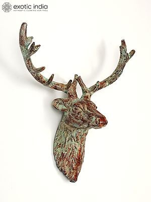 20" Brass Deer Wall Hanging Head | Home Decor