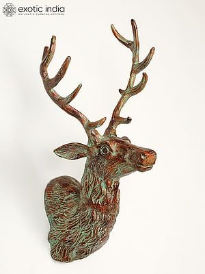 18" Decorative Deer Statue in Brass | Wall Hanging | Home Decor