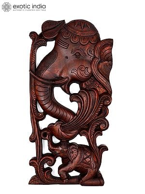 24" Elephant Wall Art | Wood Carving