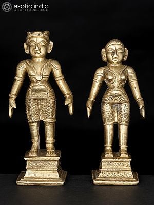 6" Small Brass Tribal Couple | Table Decor