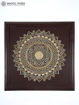 38" Large Brass Mandala on Wooden Frame | Wall Hanging