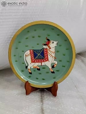 Hand-Painted Pichwai Cow | Decorative Wall Hanging Plate