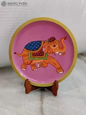 Decorative Elephant Wall Hanging Plate | Pichwai Art | Hand-Painted