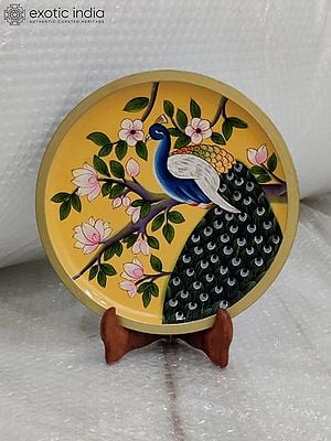 Beautiful Peacock | Wall Hanging Plate | Pichwai Art