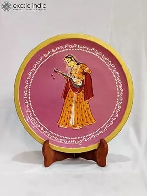 Hand-Painted Lady Playing Veena | Wall Hanging Plate