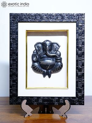 12" Framed Lord Ganesha | Bidri Art | Wall Hanging