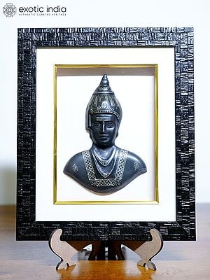 12" Framed Guru Basaveshwara | Bidri Art | Wall Hanging