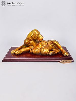 Artistic Animal Decor: Mother Dog & Puppies Sculpture