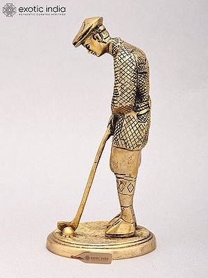 8" Brass Golfer Figurine: Shot-Taking Pose