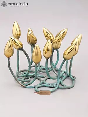 9 Brass Lotus Buds Sculpture for Home Decor