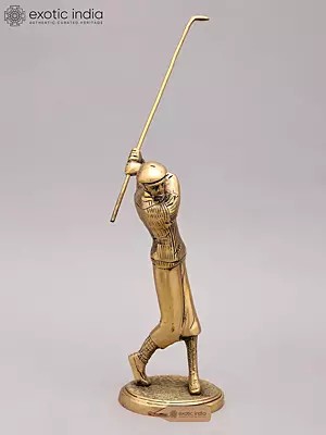 9" Brass Golfer Figurine - Tabletop Sports Decor Statue