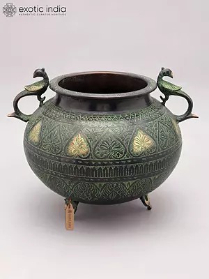 14" Pot Design Brass Planter