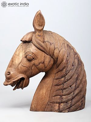 26'' Finely Carved Horse Head | Wooden Statue