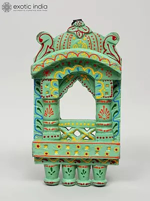 10" Traditional Hand Painted Wooden Jharokha Window