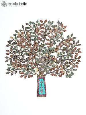 24" Brass Tree of Life with Inlay Work | Home Decor | Wall Hanging
