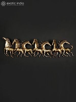 52" Large Seven Running Horses | Wall Hanging Brass Statue