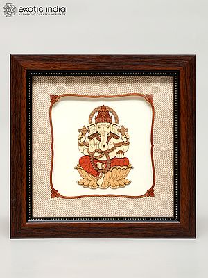 8" Blessing Lord Ganesha | Wood Carved Frame | Wall Hanging