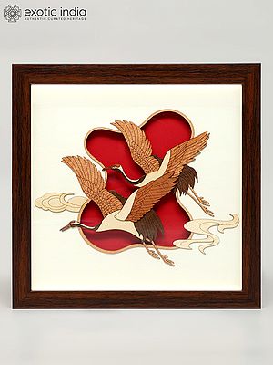 10" Crane Birds | Wood Art Wall Hanging Frame | Home Decor