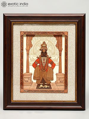 13" Lord Vitthal | Wood Carved Frame | Wall Hanging