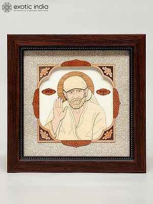 8" Blessing Sai Baba | Wood Carved Frame | Wall Hanging