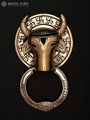 7" Brass Door Knocker Of Nandi | Handmade Brass Door Handle
