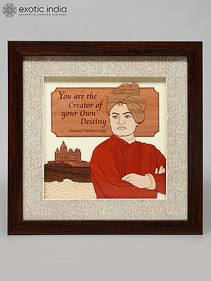 10" Swami Vivekananda Wood Frame with Motivational Quote | Wall Hanging | Home Decor