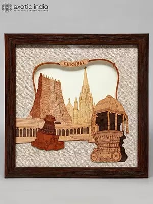 10" Chennai Monuments Wood Frame | Wall Hanging | Home Decor