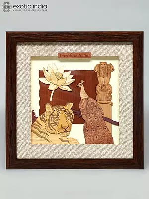 10" Incredible India | Wood Carved Frame | Wall Hanging
