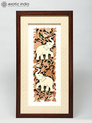 19"  Elephants Wood Frame | Wall Hanging | Home Decor