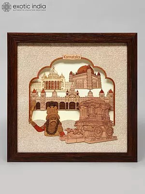 10" Karnataka Monuments | Wood Art | Wall Hanging Frame