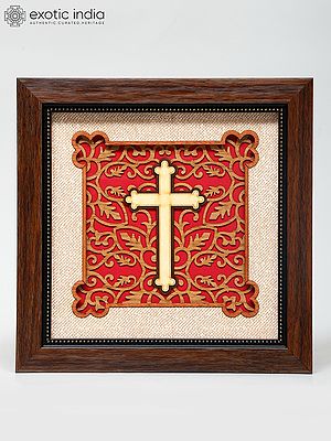 8" Christian Cross | Wood Frame | Wall Hanging