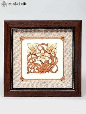 8" Floral Design Wood Frame | Wall Hanging